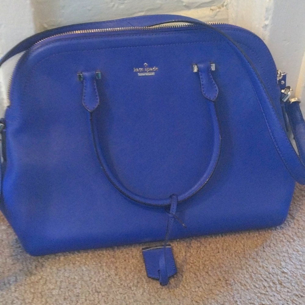kate spade electric blue leather dome shoulder bag